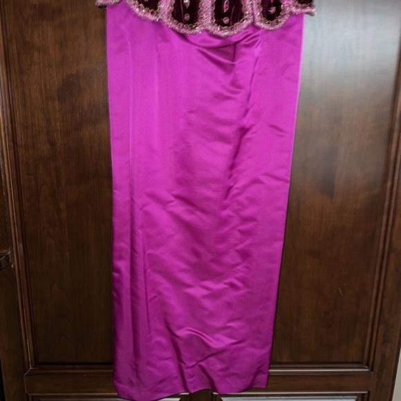 VINTAGE - UNBRANDED Hot Pink Fuchsia Long Dress Evening Gown Size 0-2 - Picture 3 of 11